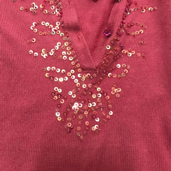 NEW BEBE SILK / CASHMERE SEQUIN SWEATER - Picture 2 of 7